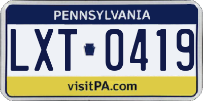 PA license plate LXT0419