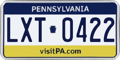 PA license plate LXT0422