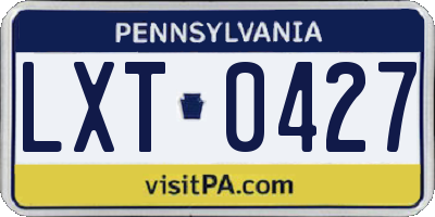 PA license plate LXT0427