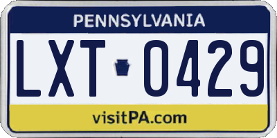 PA license plate LXT0429