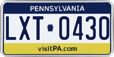 PA license plate LXT0430