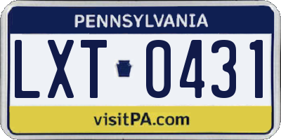 PA license plate LXT0431