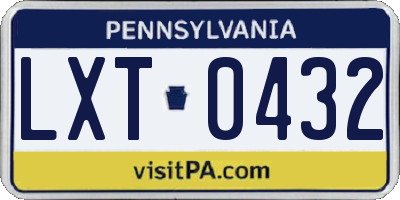 PA license plate LXT0432