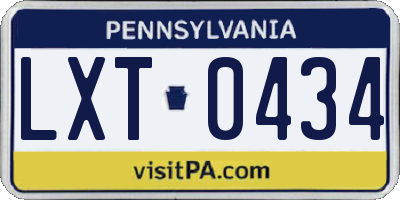 PA license plate LXT0434