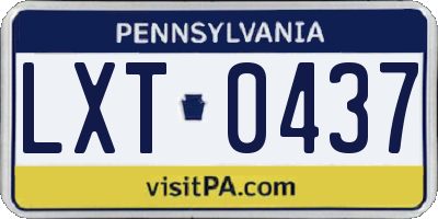 PA license plate LXT0437