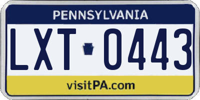 PA license plate LXT0443