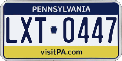 PA license plate LXT0447