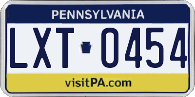 PA license plate LXT0454