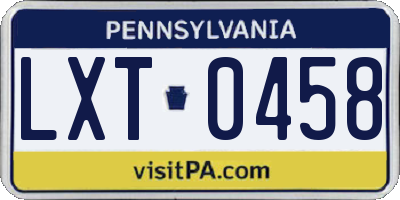 PA license plate LXT0458