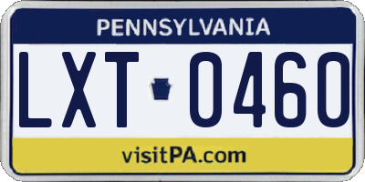 PA license plate LXT0460