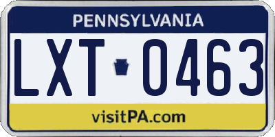 PA license plate LXT0463