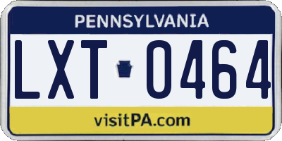 PA license plate LXT0464