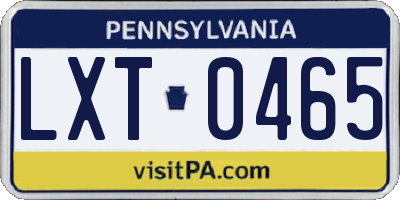 PA license plate LXT0465