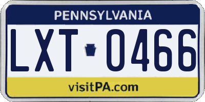 PA license plate LXT0466