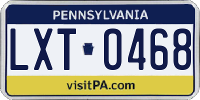 PA license plate LXT0468
