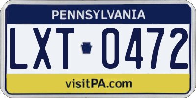 PA license plate LXT0472