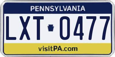 PA license plate LXT0477