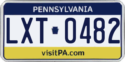 PA license plate LXT0482