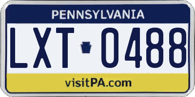 PA license plate LXT0488