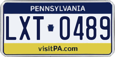 PA license plate LXT0489