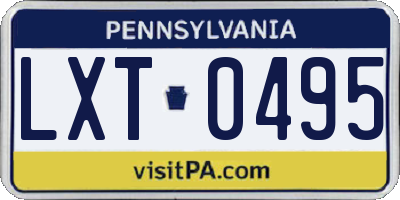 PA license plate LXT0495