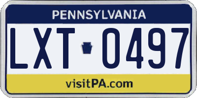 PA license plate LXT0497