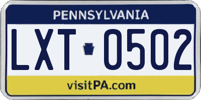 PA license plate LXT0502