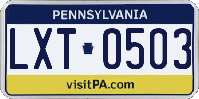 PA license plate LXT0503