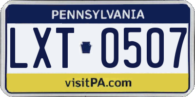 PA license plate LXT0507