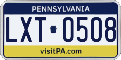 PA license plate LXT0508