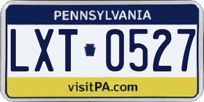 PA license plate LXT0527