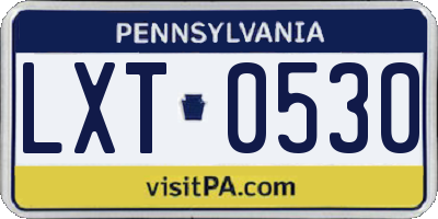 PA license plate LXT0530