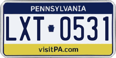 PA license plate LXT0531