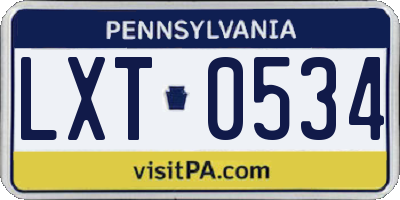 PA license plate LXT0534