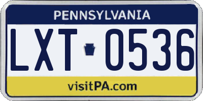 PA license plate LXT0536