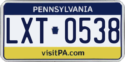 PA license plate LXT0538