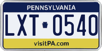 PA license plate LXT0540