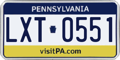 PA license plate LXT0551