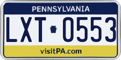 PA license plate LXT0553