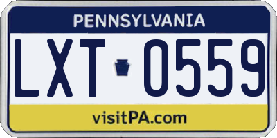 PA license plate LXT0559