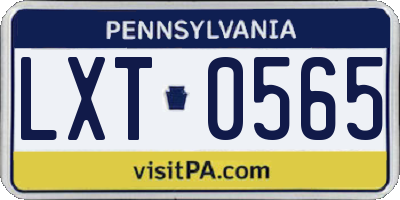 PA license plate LXT0565