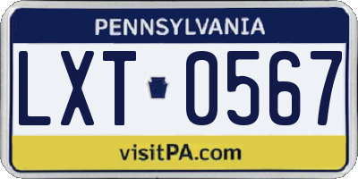 PA license plate LXT0567