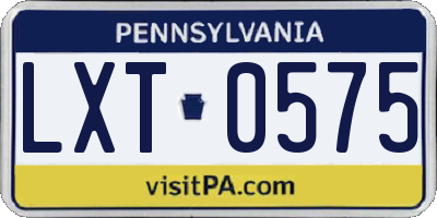 PA license plate LXT0575