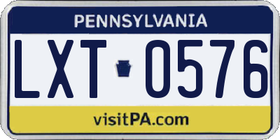 PA license plate LXT0576