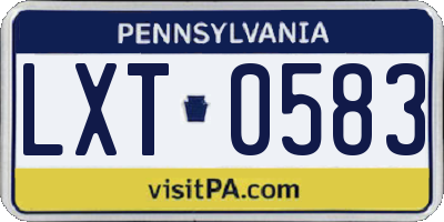 PA license plate LXT0583