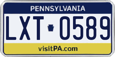 PA license plate LXT0589
