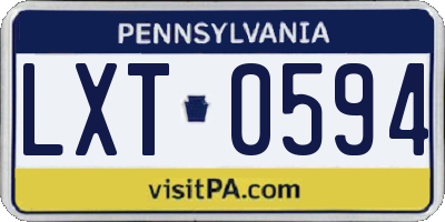 PA license plate LXT0594