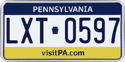 PA license plate LXT0597