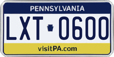 PA license plate LXT0600