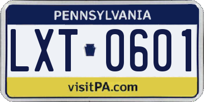PA license plate LXT0601